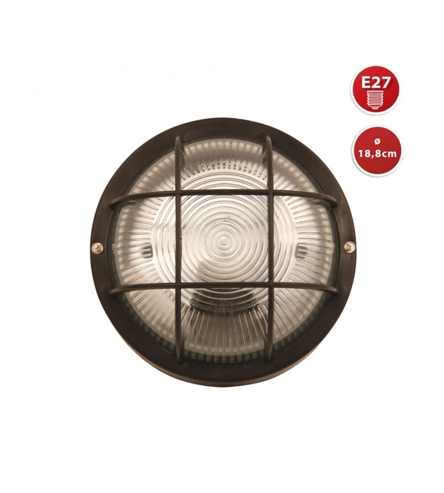 APPLIQUE NERA TONDA IN PLASTICA E VETRO E27, 60W
